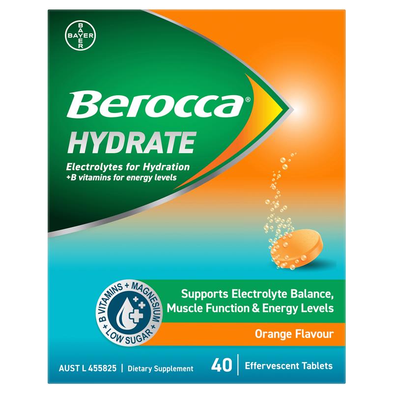 Berocca Hydrate Electrolytes for Hydration + B vitamines for energy levels Orange