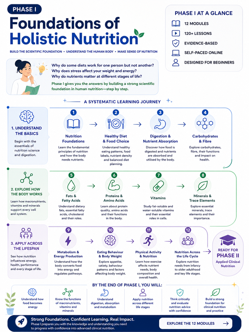 PHASE I · SCIENTIFIC FOUNDATIONS — Foundations of Holistic Nutrition