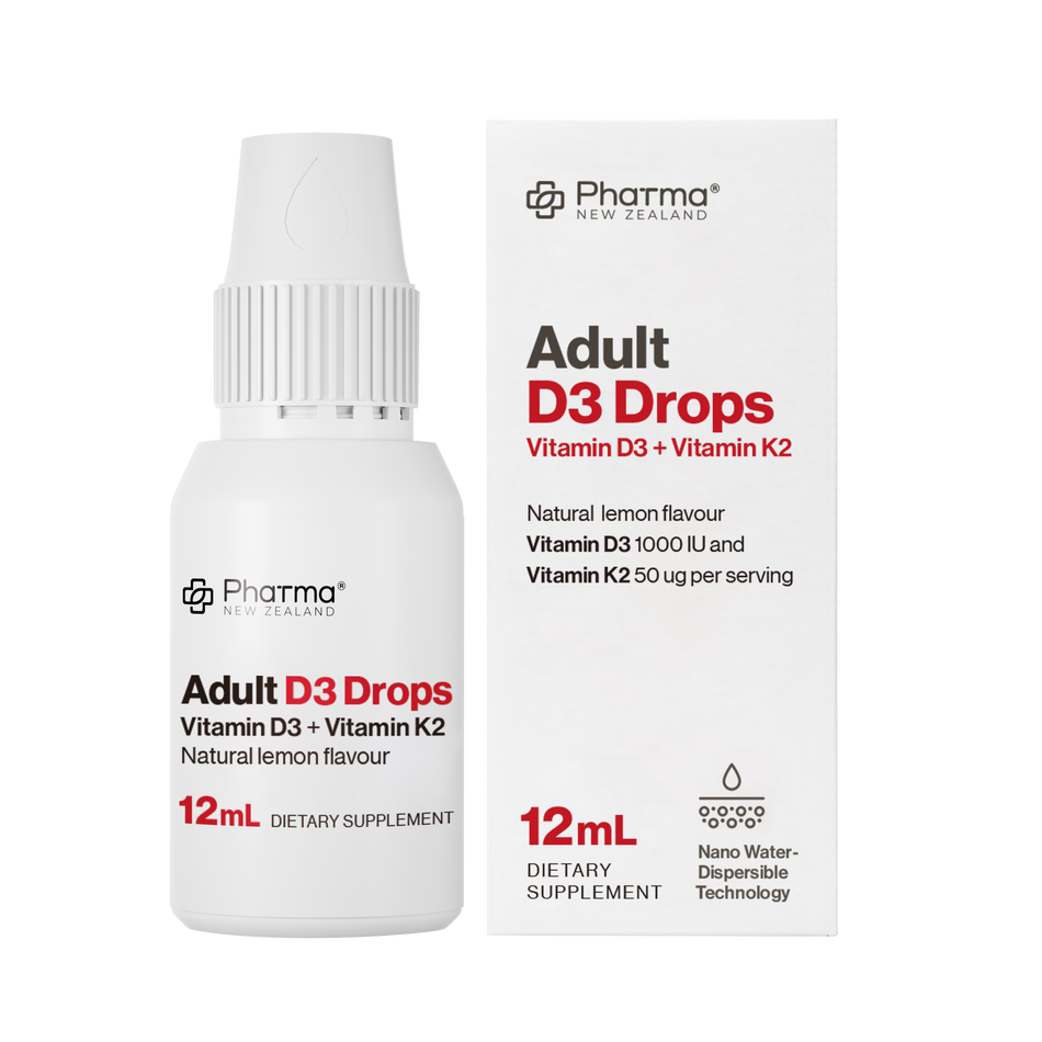 Pharma New Zealand® 成人維他命D3滴劑 | 維他命D3 + K2 | 12毫升