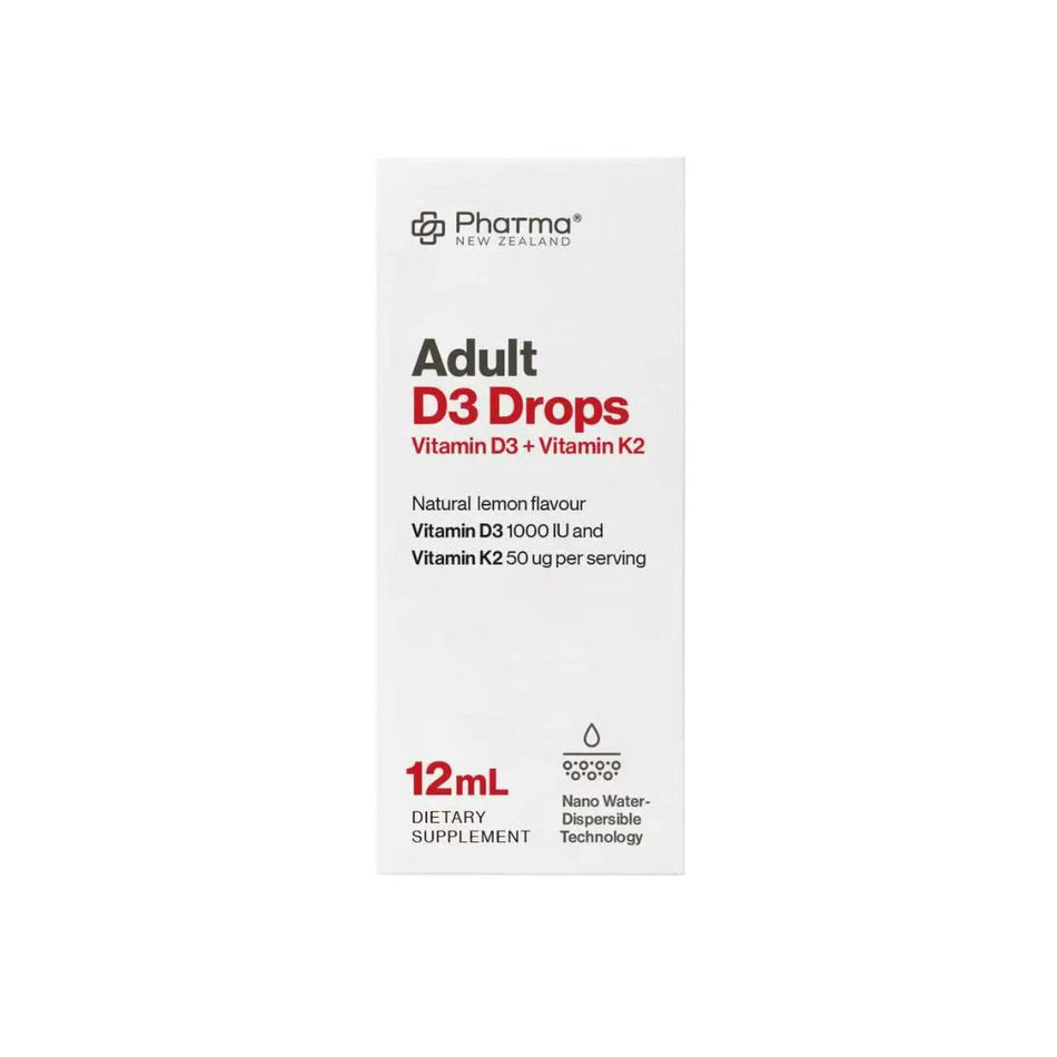 Pharma New Zealand® 成人維他命D3滴劑 | 維他命D3 + K2 | 12毫升